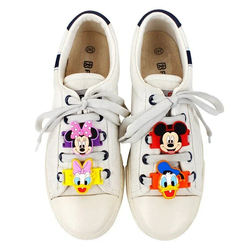 Disney Mickey Giày Hoạt Hình Dây Giày Phụ Kiện Khóa Trang Trí Họa Tiết Hoa Giày Vải PVC Mềm Keo Dán Trang Trí
