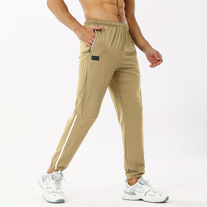 Pantalones de chándal de secado rápido para hombre, pantalones casuales sueltos para correr, Fitness, cintura elástica, entrenamiento, Jogging, Verano
