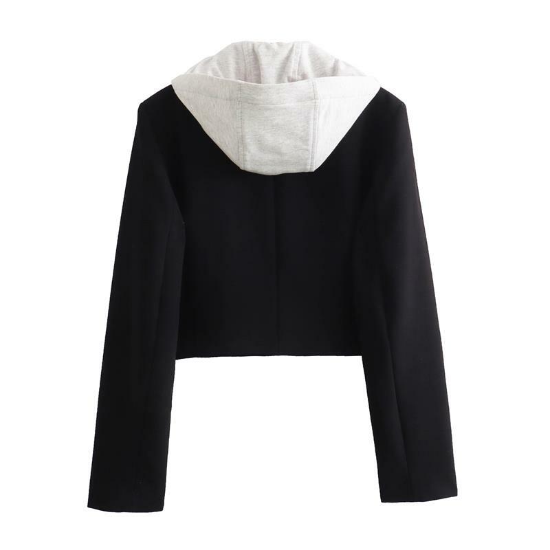 Spring Hooded Blazers Women's 2024 New Suit Jacket Fashion Slim Short Coat Elegant Women's Street Warm Women's Jacket