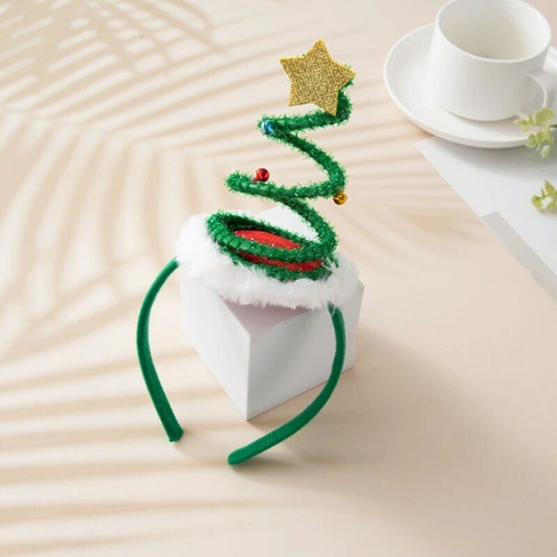 Рождественские пружинистые резинки для волос в форме дерева с колокольчиком, повязка на голову для украшения вечеринки, для Pr