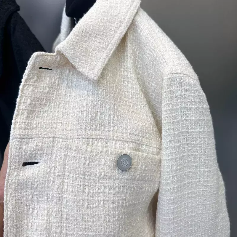 Giacca da uomo autunno e inverno nuova piccola giacca con risvolto in stile profumato moda casual giacca di marca di lana sciolta