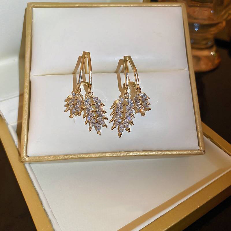 Fashion Exquisite Wheat Ear Rhinestone Earrings Women Wedding Party Jewelry Accessories Gifts