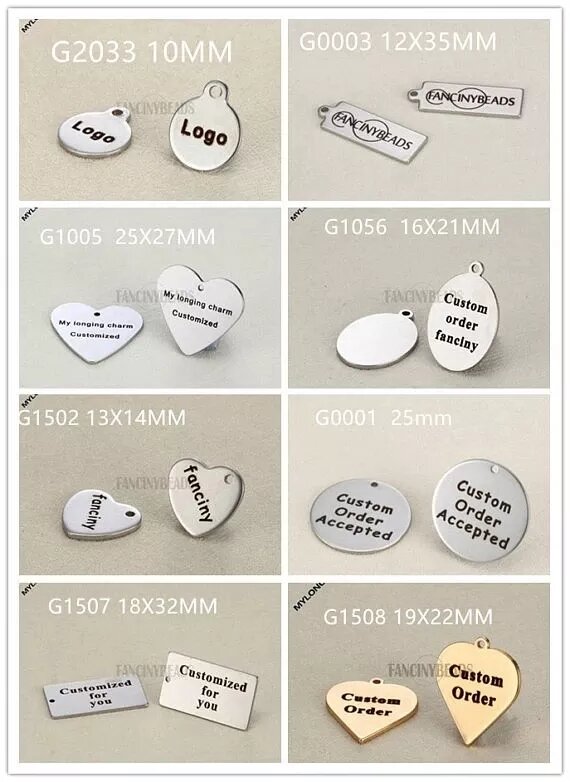 50pcs per lot Custom Listing for Cutting your dsign or Logo stainless steel material