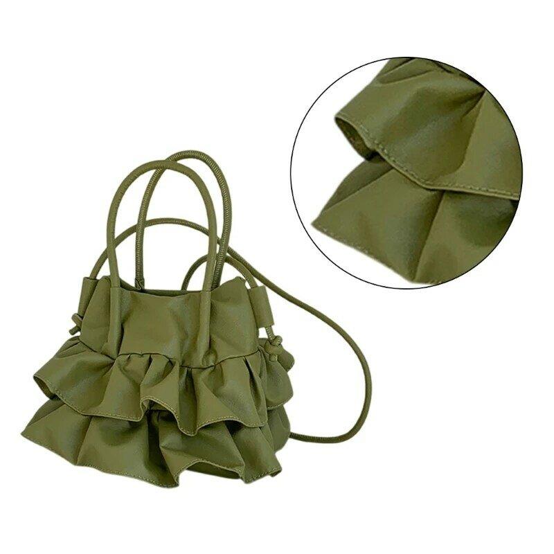 패션 개인에게 적합한 세련된 한국어 주름 크로스 바디 백 PU 가죽 어깨 지갑 버킷 백