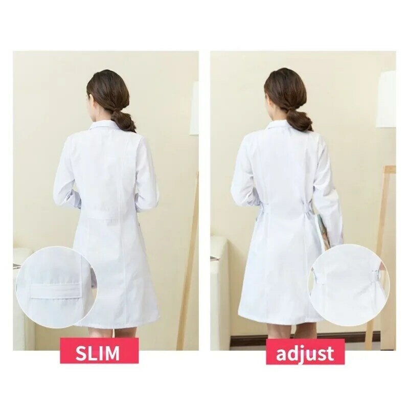 New Unisex Long Sleeves Scrubs Lab Nurse Doctor White Coat Medical Uniforms Hospital Vet Overalls for Doctor Student