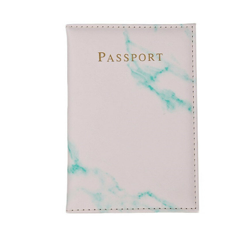 Sarung paspor kulit Pu pria wanita, dompet tas dompet gaya marmer tempat paspor kartu kredit ID perjalanan