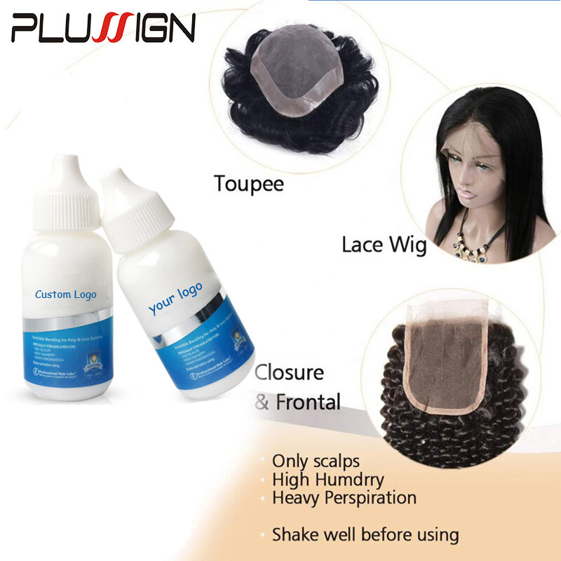 Plussign-pegamento para extensiones de cabello, pegamento superfuerte para peluca frontal de encaje, tupé, cierre, extensión de cabello y removedor de pegamento para el cabello, 3 uds.