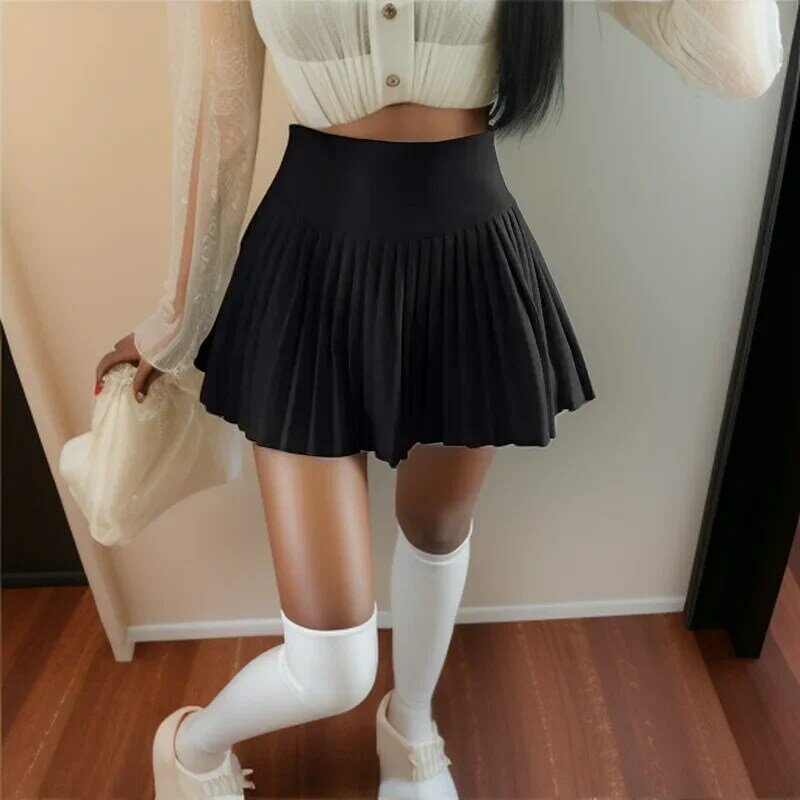 Minifaldas plisadas de cintura alta para mujer, faldas cortas con cremallera lateral, Estilo Vintage, coreanas, estudiantes, blancas, Verano