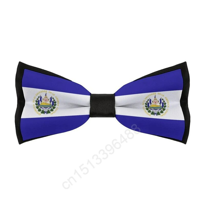 Laço casual de poliéster masculino, gravata borboleta bandeira de El Salvador, gravata com gravata para festas de casamento, nova moda