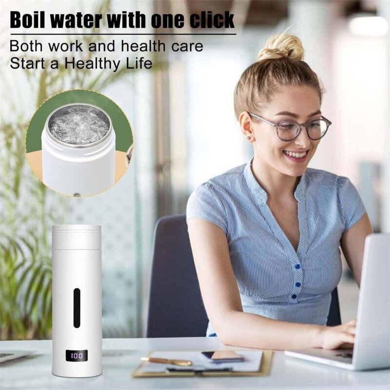 Lightweight Travel Heating Electric Water Kettle Portable Water Heater Fast Boiling Compatible for Students Office Dorms