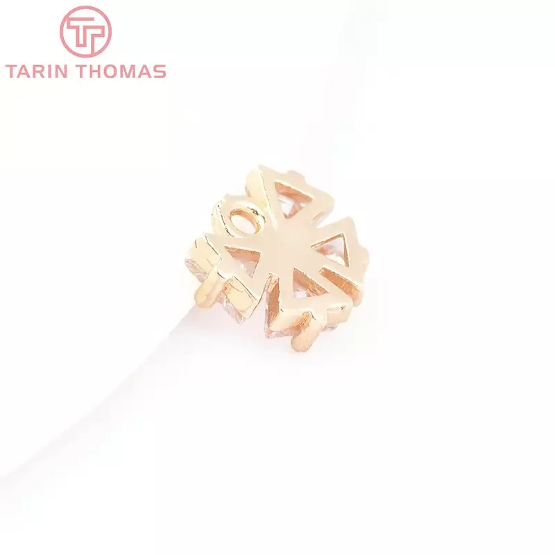 (8126)10 pezzi 10x9MM ottone Color oro 24 carati con ciondoli a forma di fiocco in zircone accessori per la creazione di gioielli fai da te di alta qualità