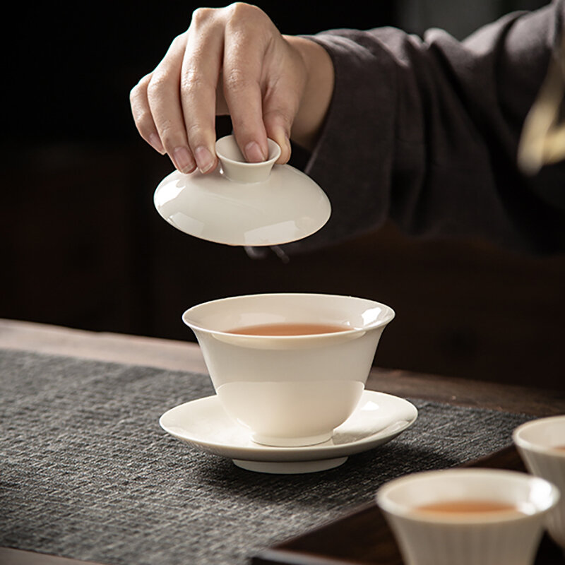 جيوان سيراميك صيني قديم بلون واحد ، كوب شاي ، وعاء شاي بورسلين للسفر ، وعاء شاي مصنوع يدويًا ، شاي منزلي ، إكسسوارات