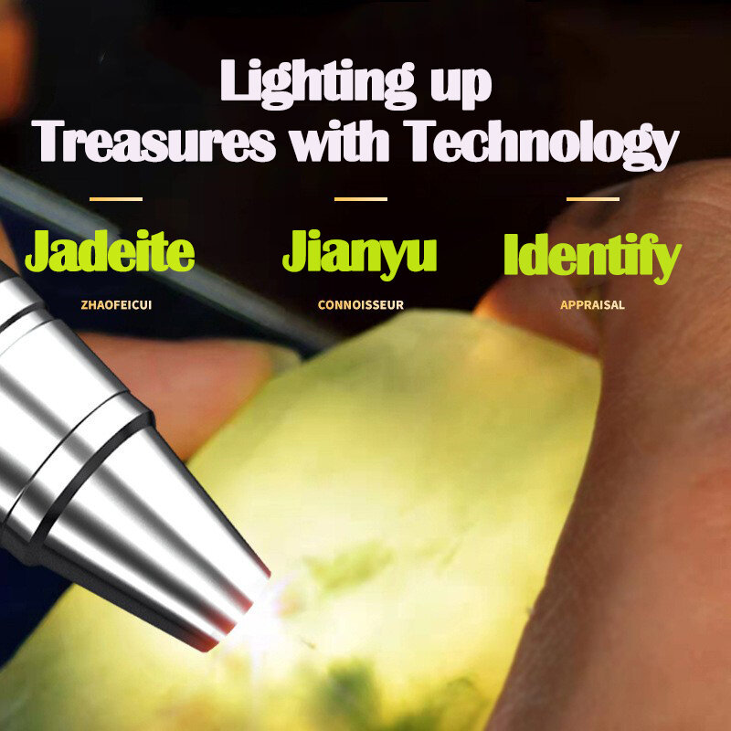 Mini Lanterna LED com 4 Fontes de Luz, Tocha Ultravioleta, Inspeção Jade, Identificação Luz UV, 365, 395NM