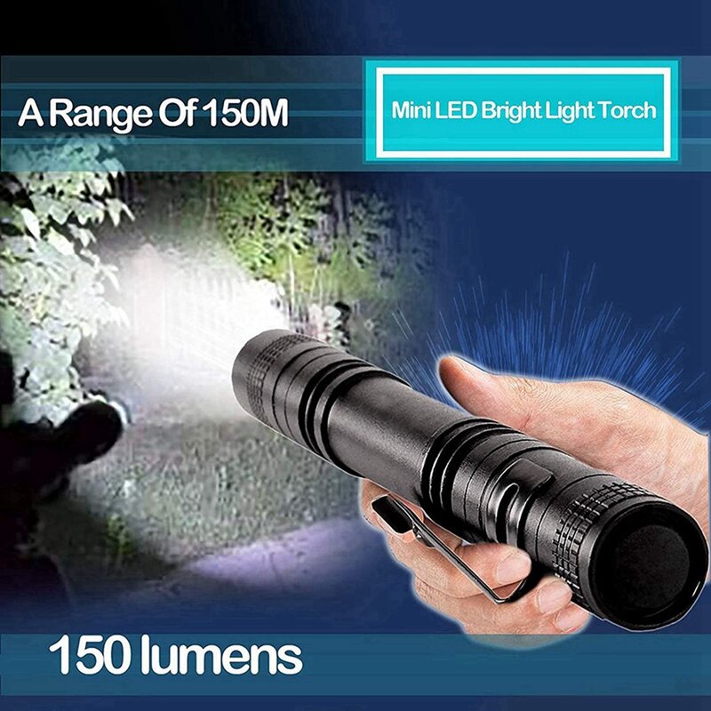 Mini lampe de poche LED, lumen élevé, zoomable, degré d'eau, petite lampe de poche, 2 pièces