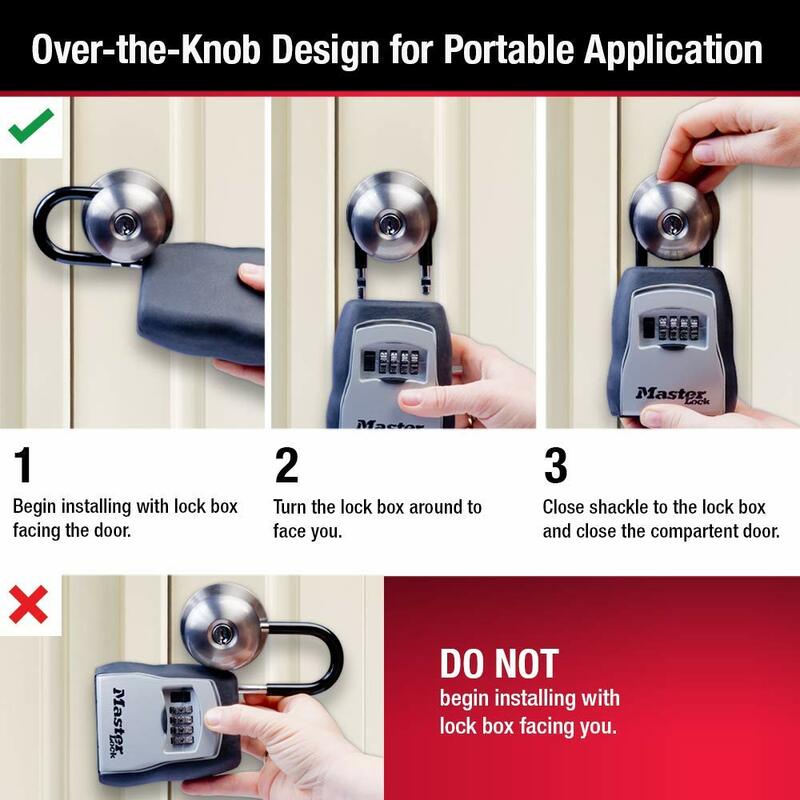 Master Lock Outdoor Key Lock Box, House Keys Organizer, cofre com fechadura combinada, 5400D, 5-8 Keys Capacidade