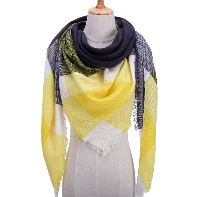 Luksusowe ciepłe, kaszmirowe szal Pashmina dla kobiet w jednolitym kolorze gładka trójkątny szal okłady fular kobieta apaszka bufandy Echarpe 2022