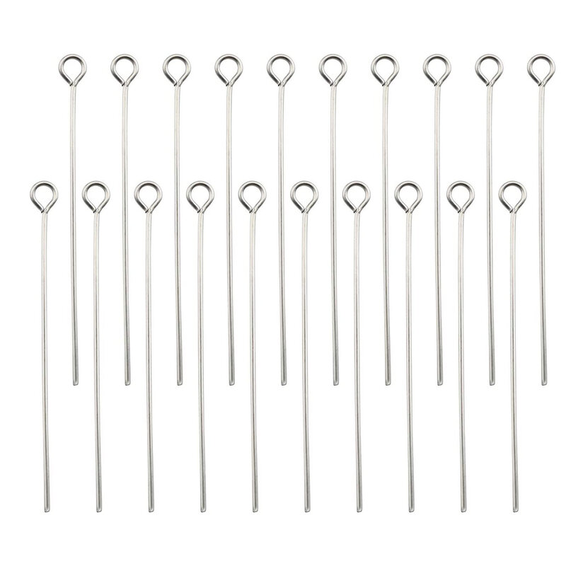 100 pces 304 pinos de olho de aço inoxidável 20/30/40mm eyepins laço aberto pinos conector descobertas para fazer jóias colar pulseiras