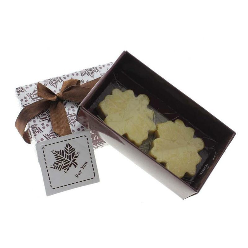 2 pçs artesanal scented maple leaf banho sabonetes favores do casamento presente com caixa de pacote