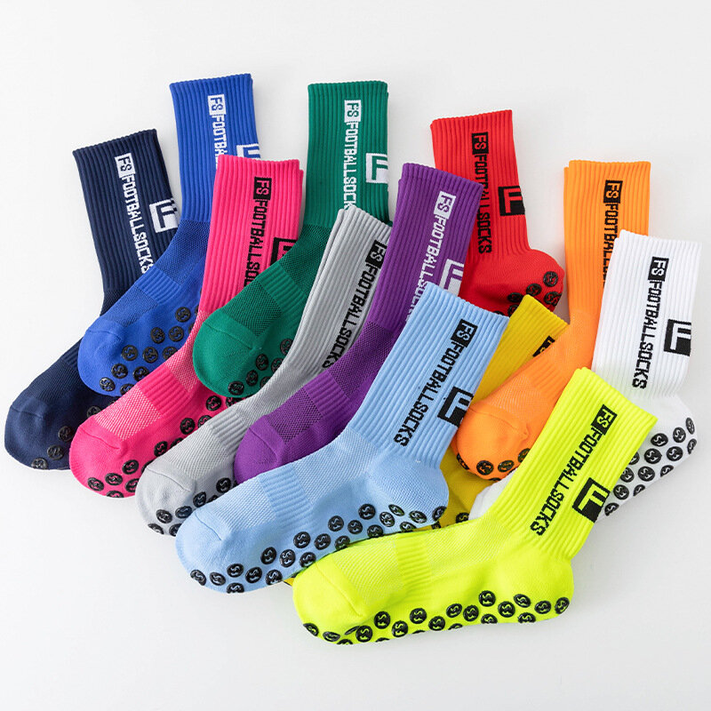 4Pairs/Lot FS Football Socks New Style Round Silicone Suction Cup Grip Anti Slip Soccer Socks Sports Men Baseball Rugby Socks