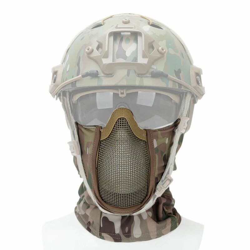 Pełna twarz taktyczna maska siatki kominiarka Airsoft Paintball maska Halloween gra CS polowania kolarstwo kask ochronny czapka