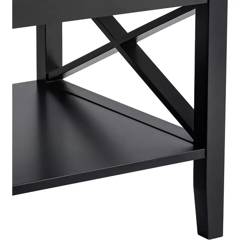 ChooChoo mesa de centro Oxford con patas más gruesas, mesa de centro de madera negra con almacenamiento para sala de estar