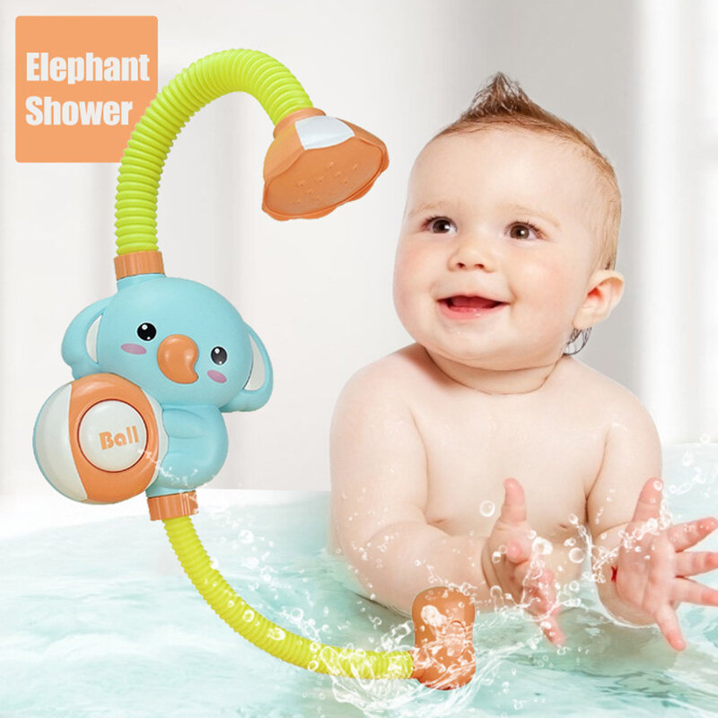 Juguetes eléctricos de ducha de elefante para niños, grifo de agua pulverizada para baño de bebé, rociador de bañera exterior, ventosa fuerte