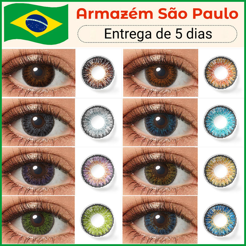 Lentillas de Color, lentillas anuales, lentes de Color de 3 tonos, 1 par de pupilas de colores para ojos