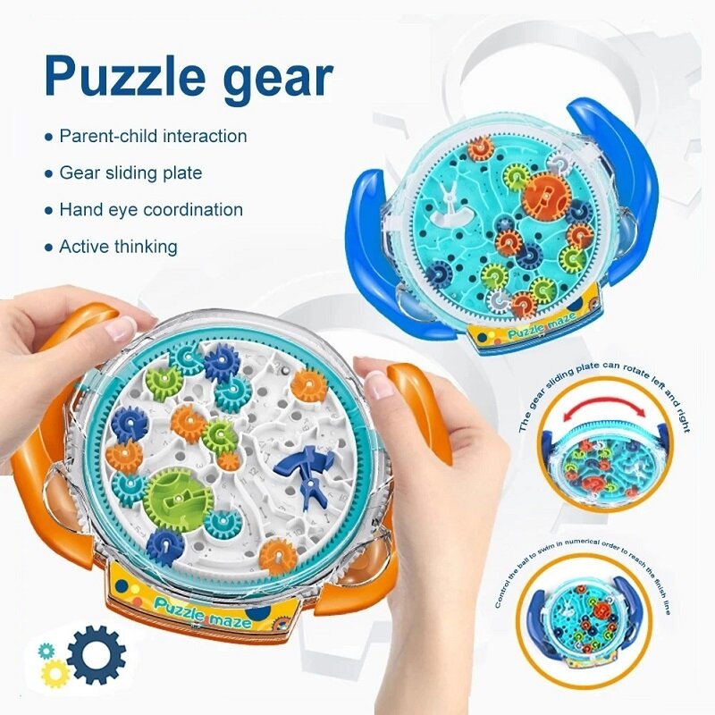 Gravity Maze Puzzle Games for Kids, Cool Spacvier Labyrinthe Toy, Gear Control with Two Steel Marbles, Scripts Games, Fine Motor Skill