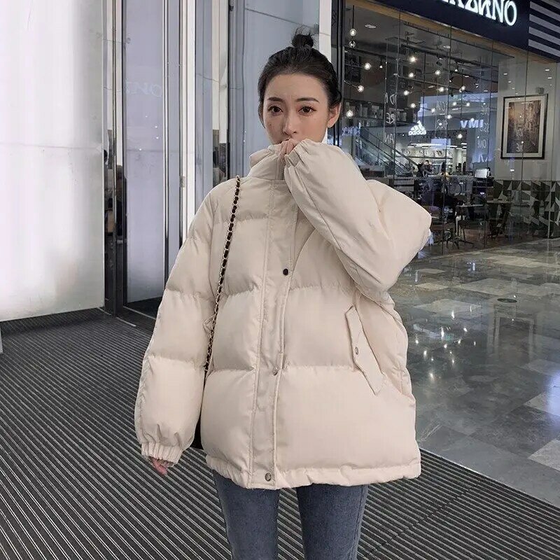 Jaqueta grossa feminina, tamanho grande, casaco de algodão coreano, jaqueta curta para mulheres, inverno, 2023