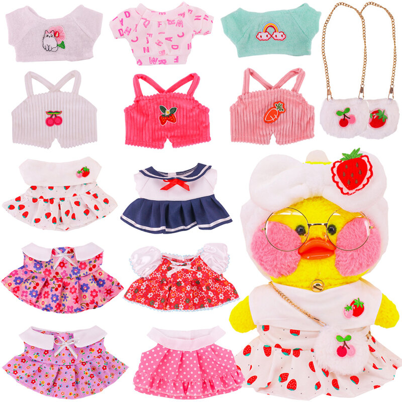 LaLafanfan-Vêtements de canard doux en peluche pour enfants, jouet de dessin animé Kawaii, animal au beurre, cadeau d'anniversaire pour fille, 30cm, 73