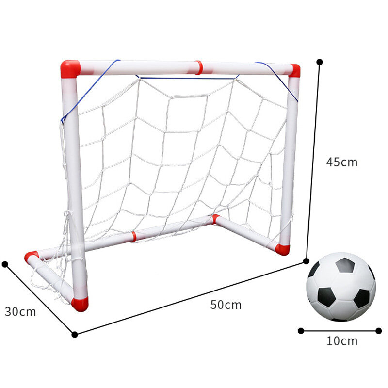 ใหม่ DIY กีฬาสำหรับเด็กแบบพกพาเด็กฟุตบอล Jaring Gawang Sepak Bola Ball ปั๊มเด็ก Mini ประตูฟุตบอลของเล่นกีฬา