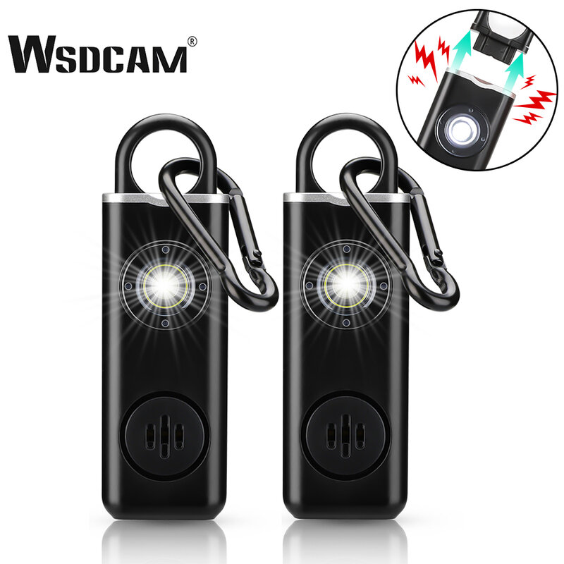 Wsdcam 130 дБ сирена для самозащиты, безопасная сигнализация с светодиодный светильник, перезаряжаемая Женская охранная сигнализация для самозащиты