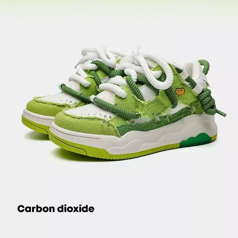 Zielone modne męskie buty uniwersalne oddychające antypoślizgowe buty sportowe koreańska gruba kurtka podeszwa Street Casual płaskie buty