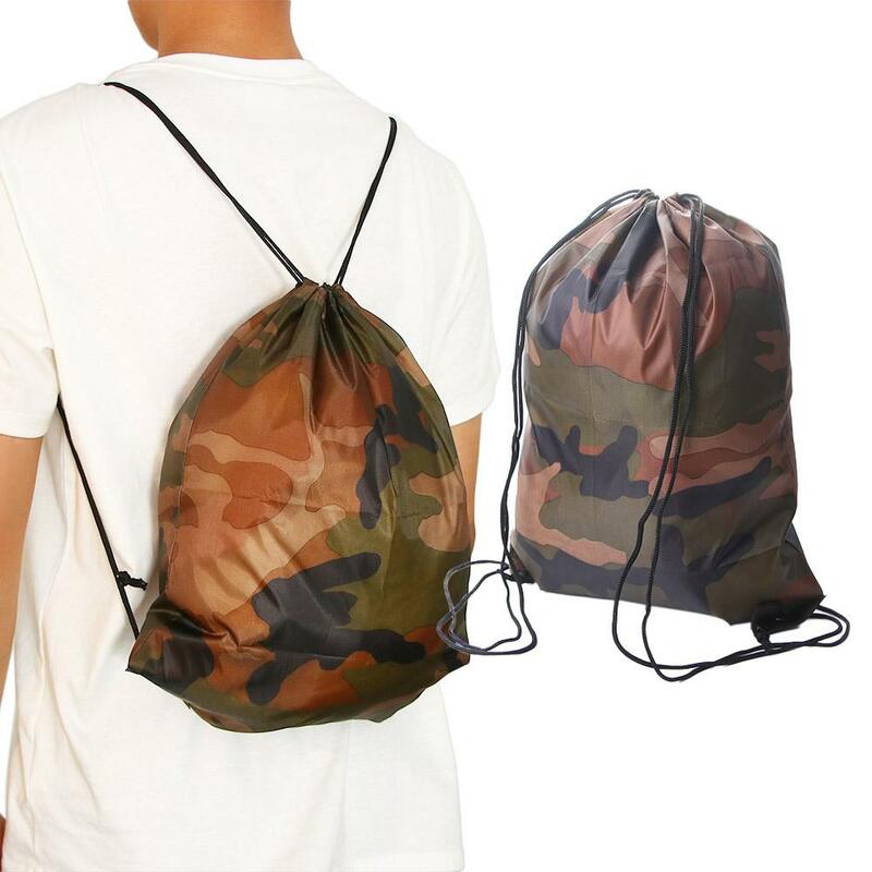 Przenośny modny lekki składany sznurek plecak we wzór maskujący torba do przechowywania podróżna sportowa torba kempingowa torba na zewnątrz turystyczna