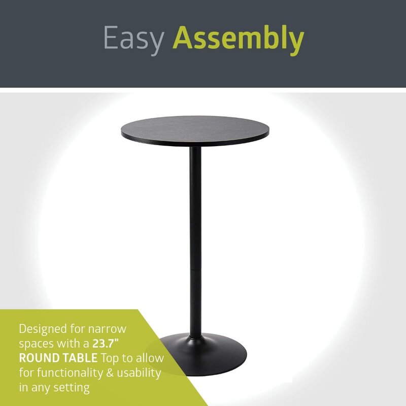 Round Bar and Pub Table, Black, Pack 2