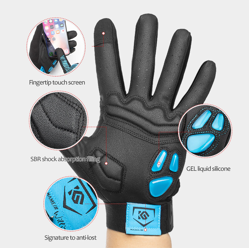 Mens Professional Cycling Gloves Winter Gel Liquid Silicone Road Bike Gloves Full Finger Anti Slip Shockproof Bicycle Gloves