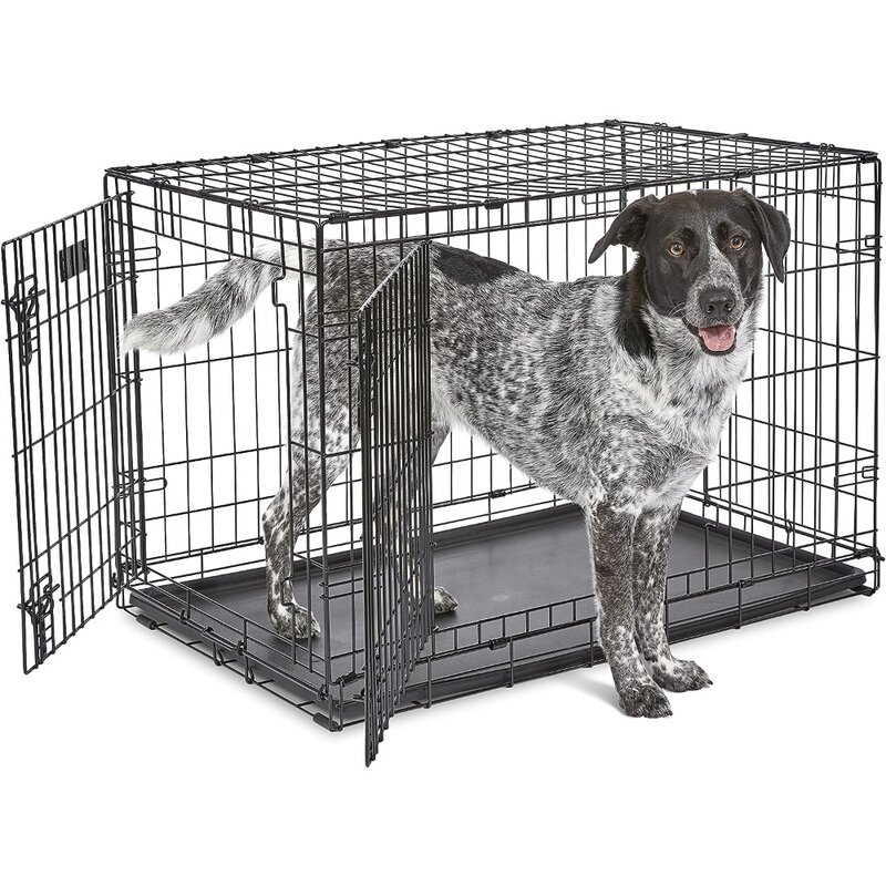 Для домашних животных, новый усиленный двухдверный ящик iCrate для собак, включает герметичную сковороду, напольную защиту стоп, стандартное и новое