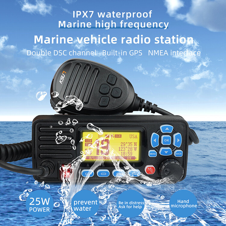 ตัวรับส่งสัญญาณไร้สายแบบ P509 IPX7กันน้ำได้มี GPS VHF สำหรับเดินเรือ