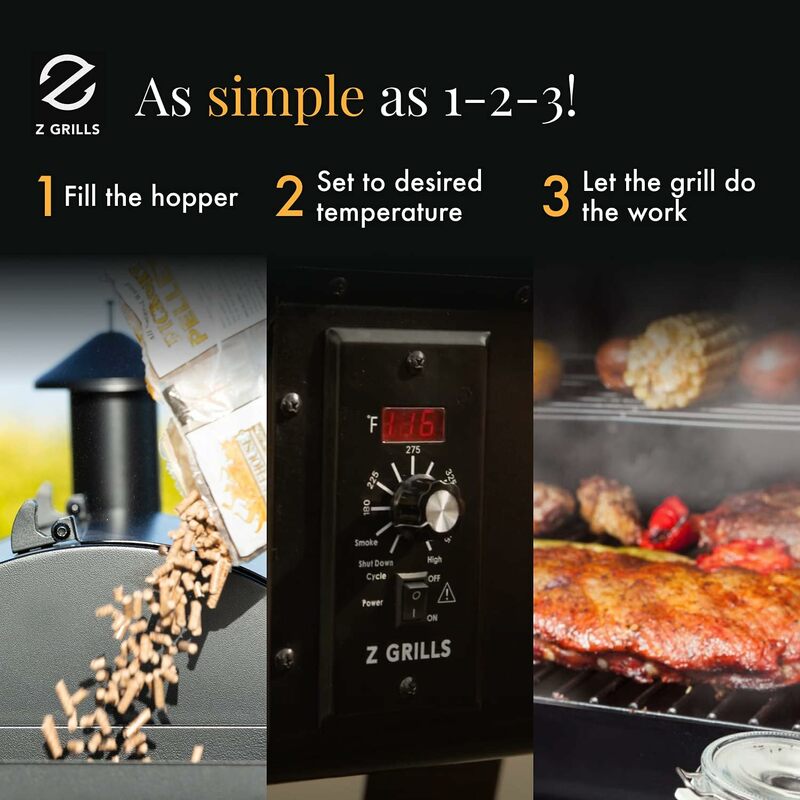 Z GRILLS ZPG-450A 2024 Upgrade Wood Pellet Grill & Smoker 6 in 1 BBQ Grill Auto Temperature Control, 450 Sq in Bronze