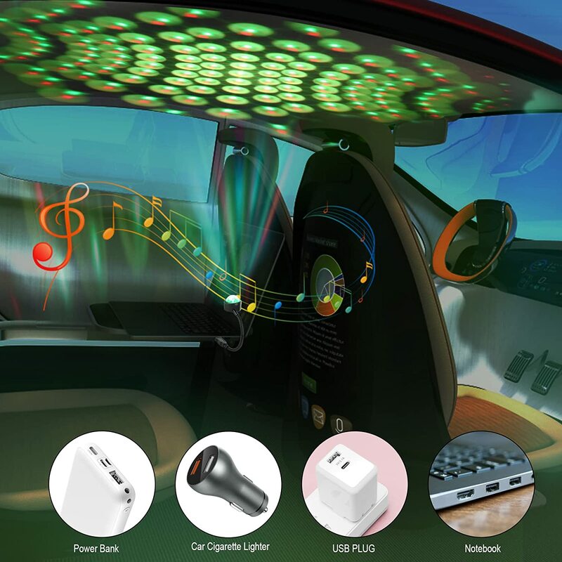 Mini muzyka USB magiczna efekt sceniczny lampa projektora imprezowa Disco DJ dekoracja światło sceniczne samochodu atmosfera nocna lampka