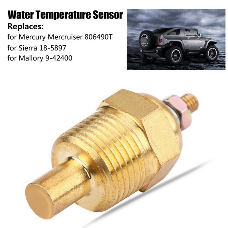 2X Golden Water Temperature Sensor Replace For Mercury Mercruiser 806490T Sierra 18-5897 Mallory 9-42400