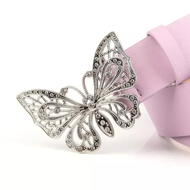 2024 New Y2K Retro Women's Butterfly Water Diamond Elegant Luxury Luxury Belt Dress Candy Color Belt