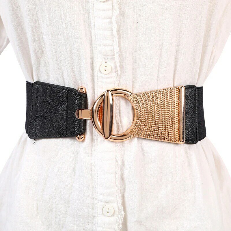 Mulheres Elásticas Fivela Decorativa Cintura, cintos largos elásticos, cintura elástica Cinto Cinch para vestidos, camisola, 1pc