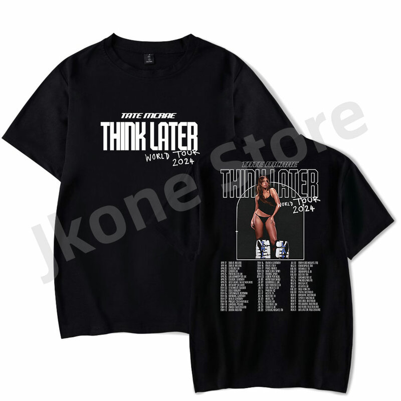 Koszulki Tate McRae Tour, myślę, że późniejszy Album Merch lato kobiety/mężczyźni moda na co dzień koszulka z krótkim rękawem Streetwear Top
