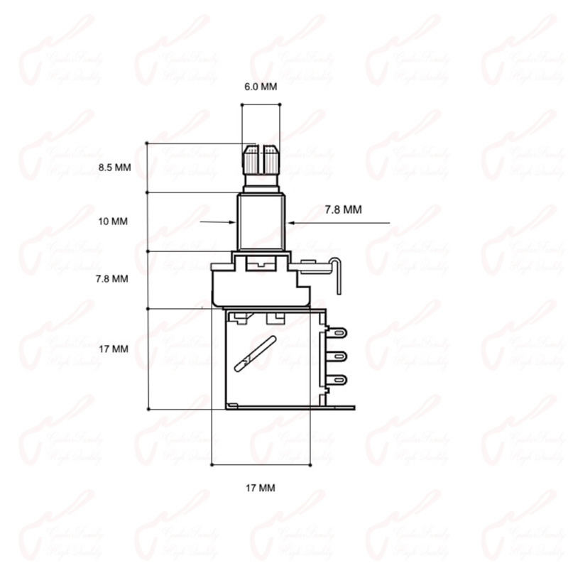 Potenciómetro alfa Push Pull (POT) KR de guitarra eléctrica para bajo (Origin) 25K/B50K/250K/500K, 1 unidad