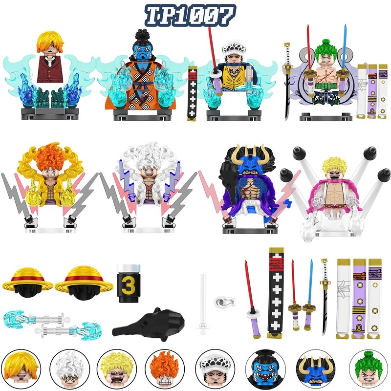 Bloques de construcción coloridos para niños, juguete de acción, juguete de montaje, muñeca, TP1007, X0353, DY620, Nika, Luffy, DY608, DY601