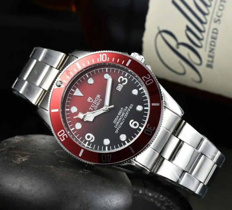 Tudor-Quartz Relógios com pulseira de aço inoxidável para homens, Black Bay, Chrono Pulseira, Halloween Gift, M79360N-0002