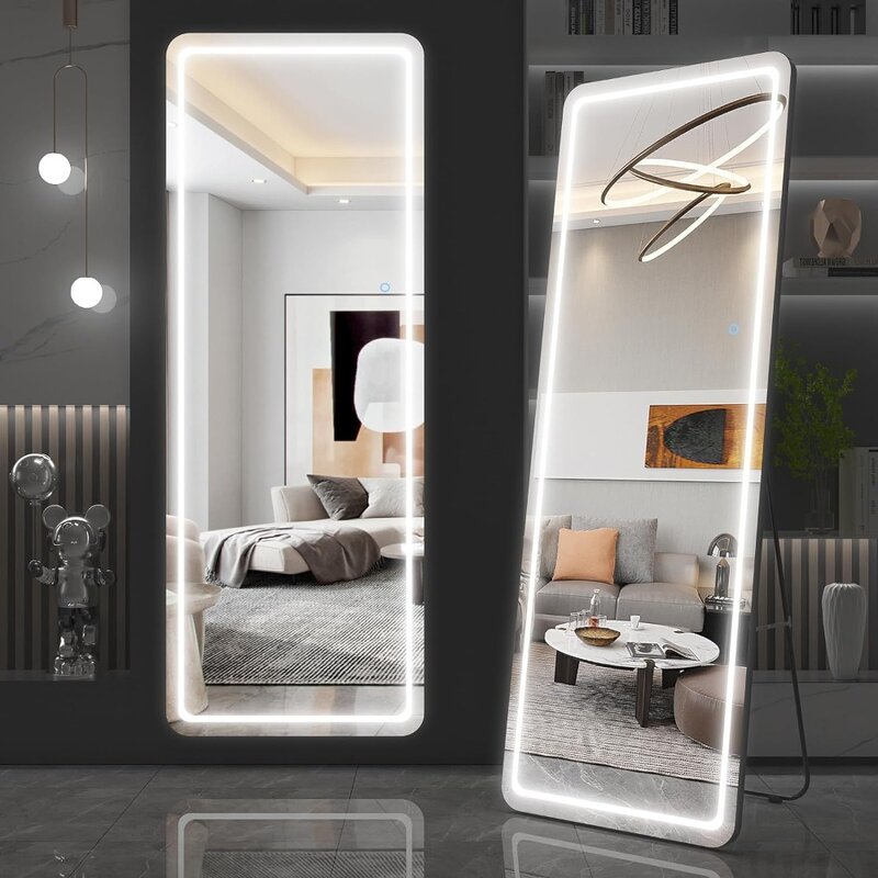Cermin gantung dinding, furnitur furnitur rumah ruang tamu dengan lampu