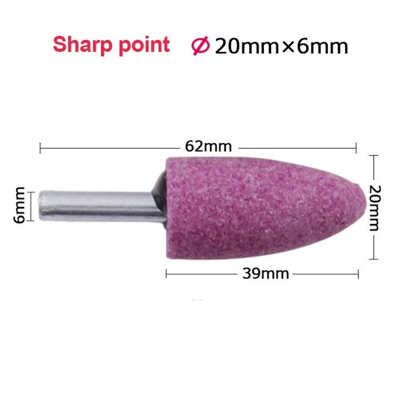 1pc 6mm Shank Red Corundum Conical Grinding Head For Polishing And Rust Removal Rotary Grinding Stone Wheel Abrasive Head Tools