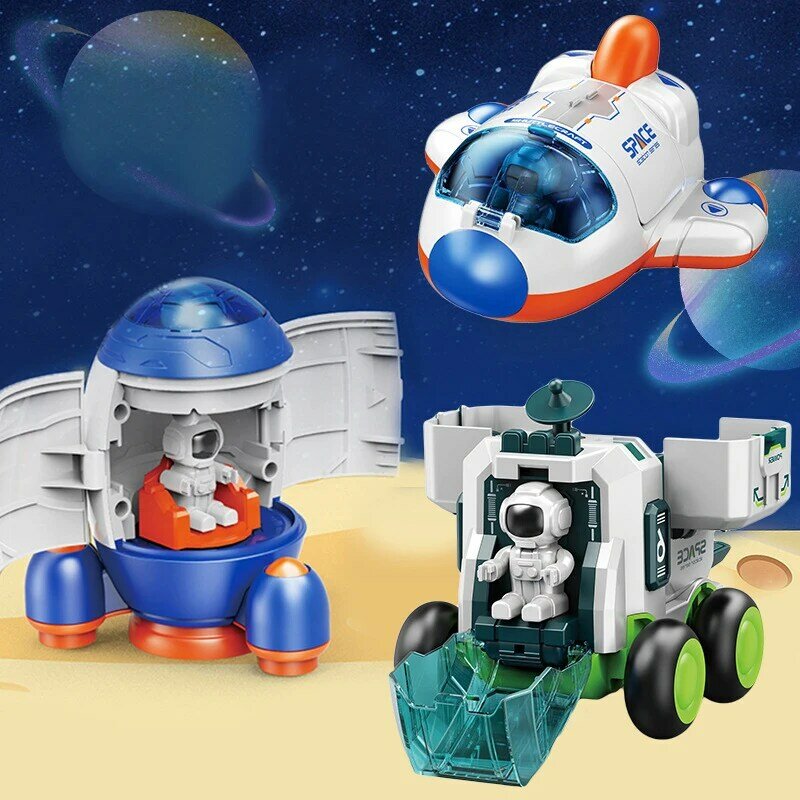 Inertia Car Space Plastic Model Cars Children's Toys Deformation Space Toy Rocket Spacecraft Space Exploration Car Gift For Boys